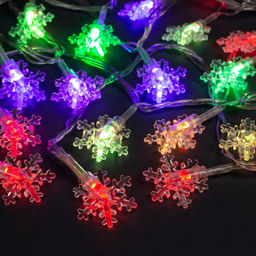 Гирлянда Нить 5 м с насадками Снежинки малые, IP20, прозрачная нить, 20 LED, свечение мульти (RG/RB), мигание, 220 В - Luazon lighting фото 3