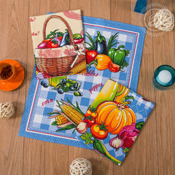 Полотенце вафельное 48х62см "Урожай", хлопок 100%, 171гр/м2, комплект 3шт, "Домашняя мода" (Россия)