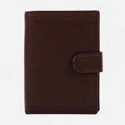 Обложка на кнопке, для автодокументов, паспорта, карт, купюр, цвет коричневый