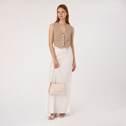 Сумка женская мессенджер без застёжки, 26×7×15 см, бежевая