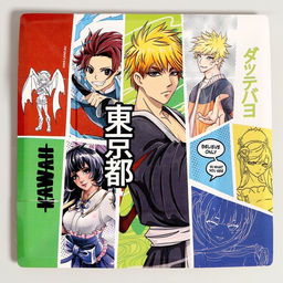 Цена за 10 шт. Тарелка бумажная квадратная Аниме, синий, 21 см - Страна карнавалия фото 5