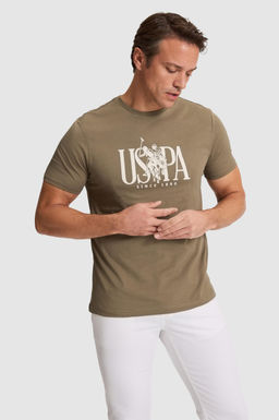 Erkek Haki Regular Fit Bisiklet Yaka Ti__rt