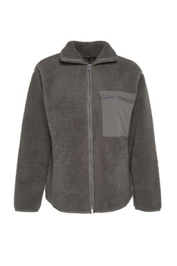 Winter Essentials Antrasit Kal?n Polar Fermuarl? Dik Yaka Cepli Orme Sweatshirt TWOAW24SW00071
