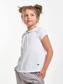 Футболка для девочки с воротником UD 3321 белый - Mini maxi фото 6