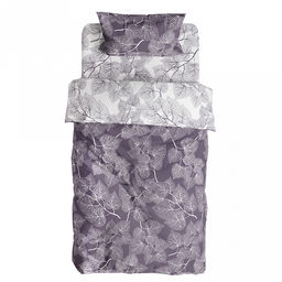 Постельное белье, комплект 1,5 спальный "Веточки", 3 предмета: пододеяльник на пуговицах 145х215см, простыня 150х220см, 1 наволочка 50х70см, поплин 115г/м2, хлопок 100%, упаковка "классическая" ПВХ 32х41см, "Домашняя мода" (Россия)