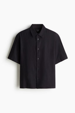 Camisa de manga corta en mezcla de lino Loose Fit - H&m фото 3