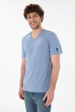 Erkek Regular Fit V Yaka Mavi Basic Ti__rt Sepette S_rpriz _ndirim - U.s. polo assn фото 4
