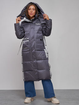 Пальто утепленное молодежное зимнее женское темно-фиолетового цвета 5873TF - Mtforce фото 10