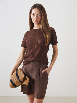 Bisiklet Yaka Dantelli Bluz