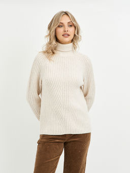 водолазка женская из шерсти в рубчик