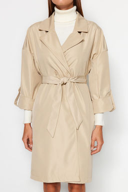Trendyolmilla Bej Oversize Kusakl? Su Itici Uzun Trenckot TWOAW24TR00019  фото 11