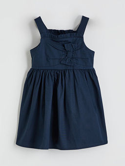 Kare Yaka Fiyonklu K?z ?ocuk Elbise