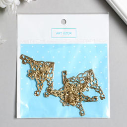 Цена за 2 шт. Декор металлический «Узорный уголок» набор 6 шт. золото 3.5×3.5 см