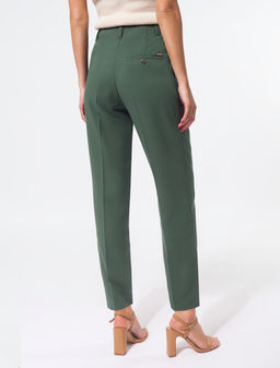 Брюки с завышенной талией из фактурной поливискозы с эластаном - Vilatte фото 2