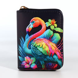 Кошелёк женский «Неоновый фламинго», маленький, чёрный