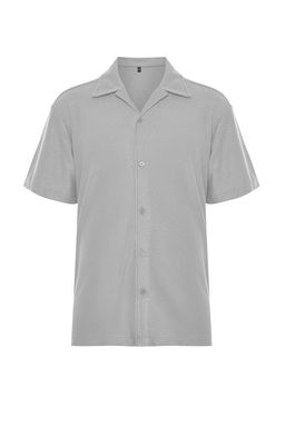 Gri Relaxed Fit Apas Yaka Gomlek TMNSS24GO00017 - Trendyolmilla фото 8