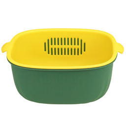 Лоток пластмассовый Фестиваль с решетчатой вставкой (дуршлаг) для мытья и хранения овощей, фруктов и ягод 24х18см h9,8см, цвет - желто-зеленый (Китай) - Домашняя мода фото 2