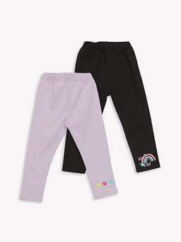 Beli Lastikli Bask?l? K?z Bebek Tayt 2li