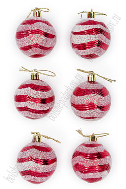 Набор новогодних игрушек 6 см (6 шт) Шары SF-7334