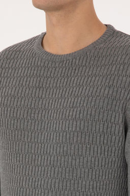 Erkek Regular Fit Bisiklet Yaka Gri Melanj Desenli Kazak - U.s. polo assn фото 7