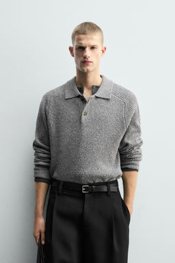 BOUCL_ TEXTURED KNIT POLO SHIRT - Zara фото 2