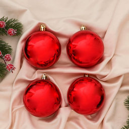 Ёлочные игрушки Сказочный лес, шары новогодние, 67 см, набор 4 шт., красно-зелёный - Зимнее волшебство фото 2