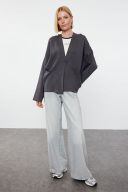 TRENDYOLMILLA Antrasit Premium Iplik/Ozel Iplik Triko H?rka TWOAW25HI00047