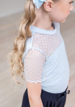 Мелина, блузка трикотажная голубой/122-60-54 - Alolika фото 3