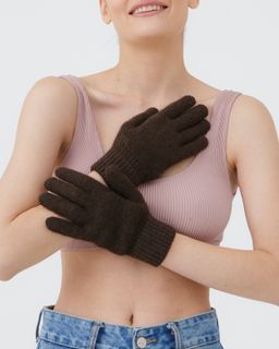 Перчатки из пуха яка 31100 темно-коричневые