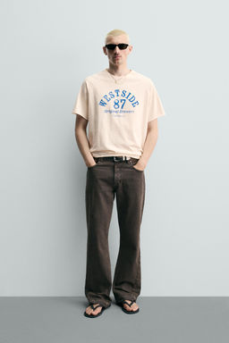 CAMISETA RELAXED FIT TEXTO LAVADO / Blanco