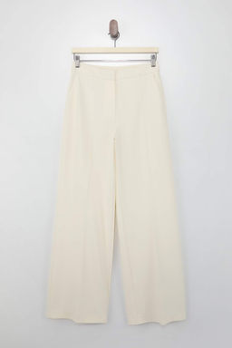 Beyaz Wideleg/Genis Paca Dokuma Premium Pantolon TWOSS26PL00057