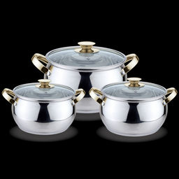 Набор посуды нерж. "Kelli" 6 пр, со стеклян. крышками арт. KL-4206