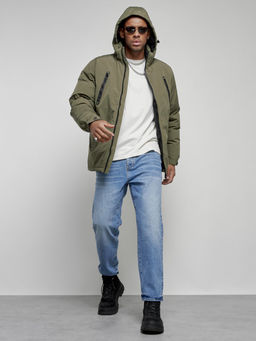 Куртка спортивная мужская зимняя с капюшоном цвета хаки 8360Kh - Wonderrman фото 20