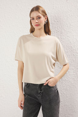 Lila Relaxed/Rahat Kal?p Crop Esnek Orme Bluz TWOSS25BZ00403 - Trendyolmilla фото 5