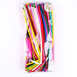 Воздушные шары для моделирования 150 см, d=5 см, 100 шт., МИКС, с насосом