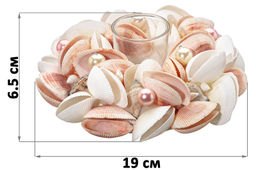 Пасхальное украшение подсвечник  "Ракушки с жемчугом", белое с розовым, на 1 свечу Elan Gallery