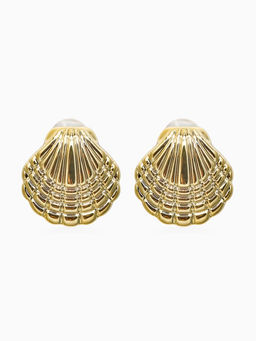 Серьги пластик Ракушка мини, цвет золото