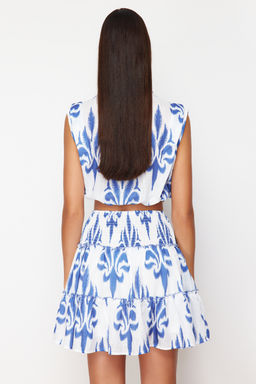 Mavi Gipeli Etegi F?rf?rl? Keten Gorunumlu Mini Dokuma Etek TWOSS24ET00175 - Trendyolmilla фото 6