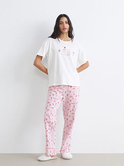 Bisiklet Yaka Bask?l? Kad?n Pijama Tak?m