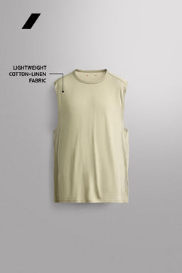 CAMISETA TANK LIGERA LINO - ALGOD?N / verde lavado - Zara фото 5