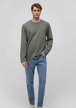 Yesil Uzun Kollu Basic Tisort