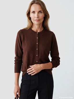 Bisiklet Yaka Kendinden Desenli Kad?n Triko H?rka