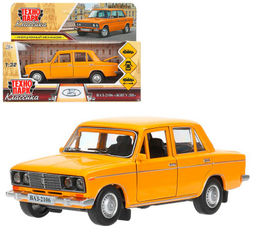 Технопарк. ВАЗ-2106 "Жигули" 13 см, металл, двери, багаж, желтый , в кор. арт.2106-132-OR