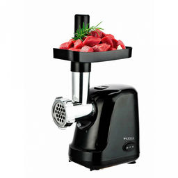 Мясорубка электрическая "Kelli", пластмассовый корпус, функция обратного хода, нож из высококачественной нержавеющей стали, прочный металлический шнек, пластиковый толкатель, пластиковый загрузочный лоток, 2 насадки: д5мм, д7мм, защита двигателя от п