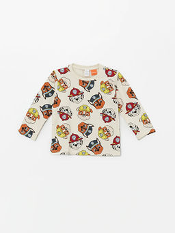 Bisiklet Yaka Uzun Kollu Paw Patrol Bask?l? Erkek Bebek Pijama Tak?m?