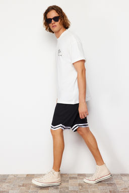 Siyah Regular/Normal Kesim Lastik Belli Genis Paca Seritli Sort TMNSS24SR00030