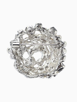 Брошь «Жемчуг», гнездо, цвет белый в серебре