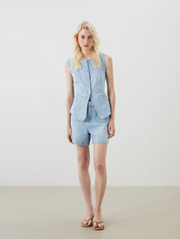 Bisiklet Yaka Kad?n Jean Yelek