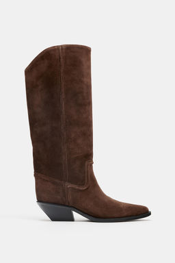 SPLIT SUEDE COWBOY HEELED BOOTS - Zara фото 3
