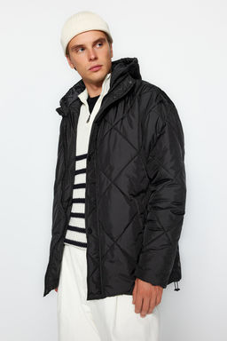 TRENDYOL MAN Siyah Oversize Fit Kapusonlu Su ve Ruzgara Dayan?kl? Hafif Kapitone Mont TMNAW24MO00006 - Trendyolmilla фото 2